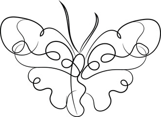 Elegant One Line Butterfly Drawing Minimalist Insect Art