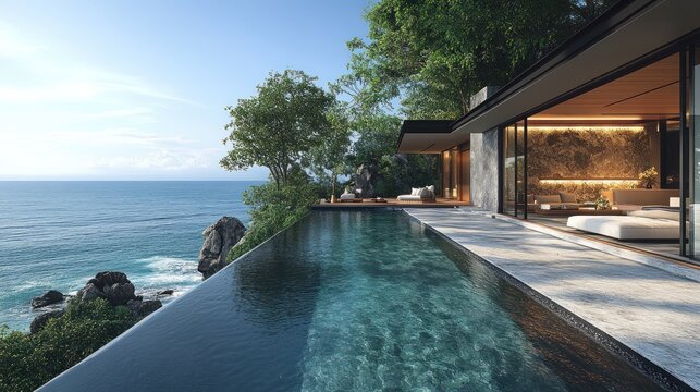 Luxury beachfront infinity pool villa