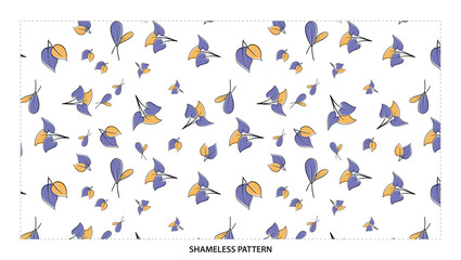 Floral Pattern Design with Blue and Orange Color Palette