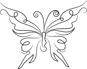 Elegant Line Art Butterfly Design for Decoration and Print