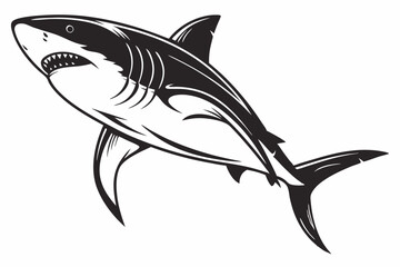 great white shark silhoette black vector