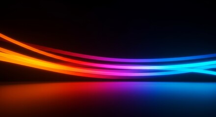 Abstract neon light lines on dark background