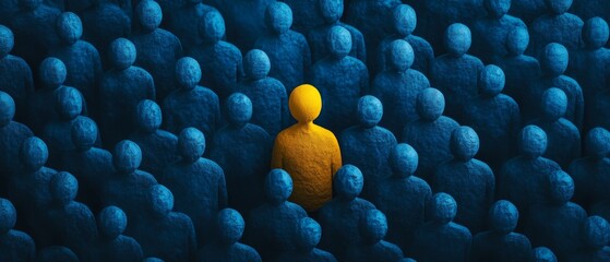 A person stands out in a crowd of people