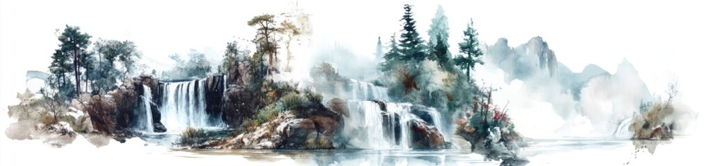 Misty Waterfall Scene