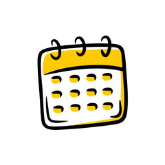 Illustrated calendar with yellow highlights  