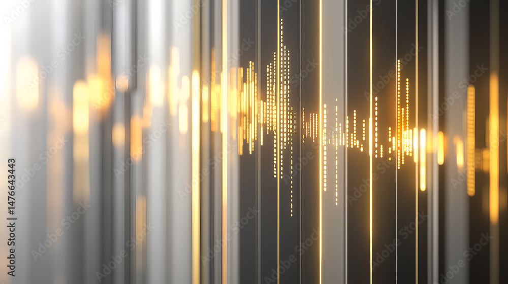 Poster abstract visualization of sound waves, showcasing dynamic audio frequency