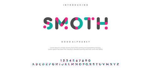 SMOTH colorfull Abstract minimal modern alphabet fonts. Typography technology vector illustration