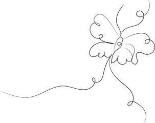 Elegant Single Line Drawing of a Butterfly with Swirling Design Elements