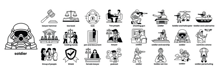 A cartoon of a man with a gas mask on in line drawing style