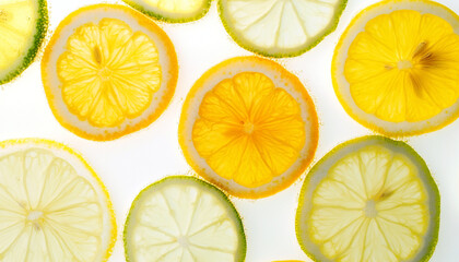 Fototapeta premium Soda water with lemon slices against white background