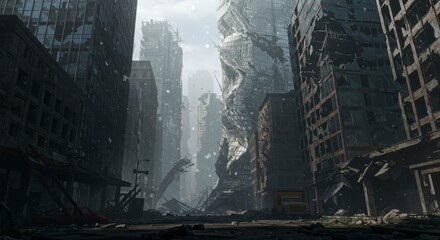 Ruined metropolis street