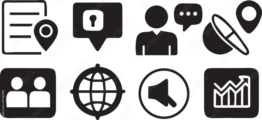 Poster minimalist line art icons in grid layout