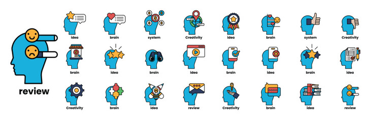 A blue head with a sad face and a red face with a smile