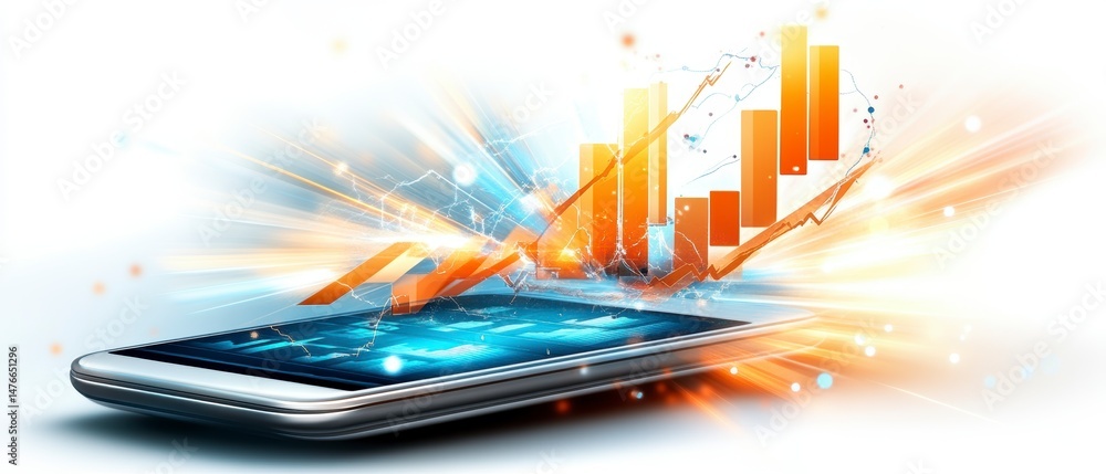 Aufkleber analyzing business growth trends through mobile technology visualizations digital space infographic 
