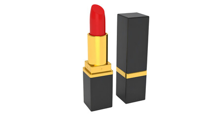 Red lipstick tube isolated on white background