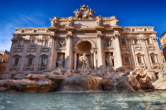 Trevi Fountain (Fontana di Trevi) in front of the Palazzo Poli (Palazzo di Poli), Rome, Lazio, Italy