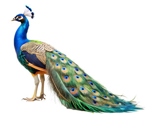 Obraz premium peacock with feathers isolated on white background. PNG Transparent file type with High Definition Quality
