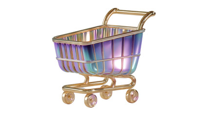 Shiny shopping cart display retail store product photography indoor environment close-up view modern design