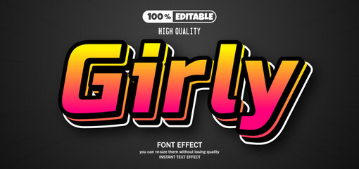 Girly text effect. Editable text effect