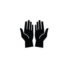 Black silhouette illustration of two open hands against a clean white background for various concepts.