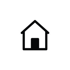 Minimalist black and white house icon representing home navigation symbol illustration