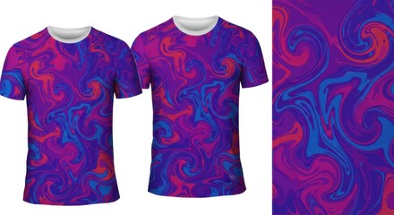 Abstract t-shirt design with vibrant swirling pattern