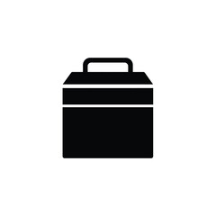 Black and white modern briefcase icon representing business finance and professionalism