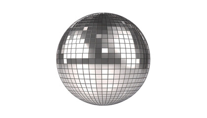 Fototapeta premium Silver disco ball with shiny mirrored surface on white background