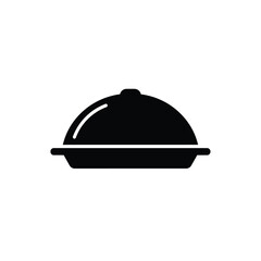 Elegant restaurant cloche icon depicting food service and fine dining in black and white