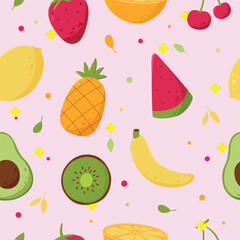 Vector Illustration of Various Fruits Background Pattern