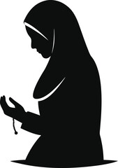 Islamic Tasbeeh (Prayer Beads) Silhouette Vector Illustrations, Minimalist Tasbeeh Silhouette Art for Islamic Worship Themes