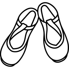 Ballet Slippers Silhouette Vector on White