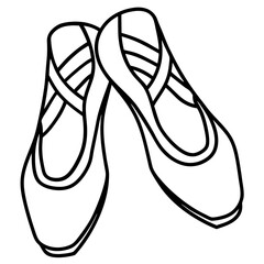 Ballet Slippers Silhouette Vector on White