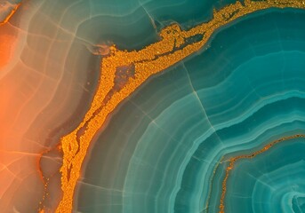 Aqua onyx marble stone texture with gold accents, macro shot, detailed patterns, studio lighting, sharp focus.