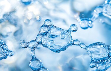 Water droplets cluster,  crystalline structure,  in a  liquid environment. 