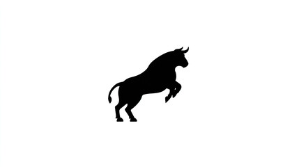 Obraz premium Powerful Bull Silhouette Vector Image Rearing Upwards Strong Animal Graphic Design Element Farm Livestock Illustration Isolated Black Shape 