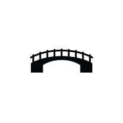 Simple black silhouette of a stone bridge architectural element isolated on white background