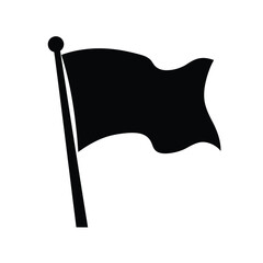 Black flag waving on a pole simple silhouette vector icon graphic element design