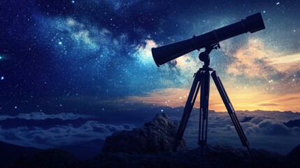 Naklejka premium Majestic telescope view of the cosmos at night.