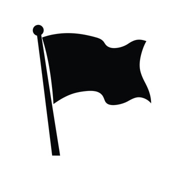 Black flag waving on a pole simple silhouette vector icon graphic element design