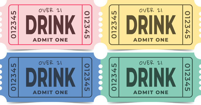 Drink Ticket Template. Admit One. Vector Design.