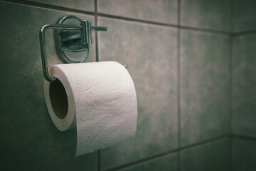 A roll of toilet paper on a holder