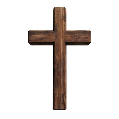 wooden christian cross on a white background