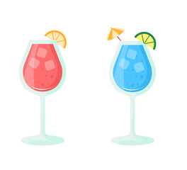 two glasses of summer drink. vector illustration
