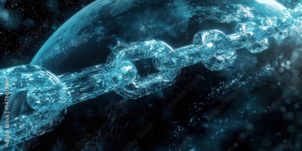 Aufkleber chain visibility expressed as transparent layers unfolding over a moving globe