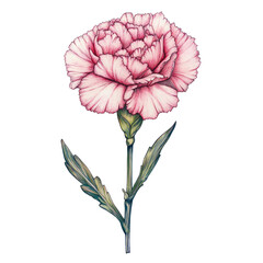 pink carnation flower isolated on a white surface