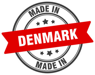 Made in Denmark round sign. Made in Denmark stamp.