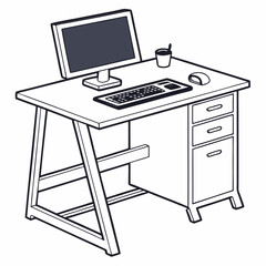 vector illustration of office desk