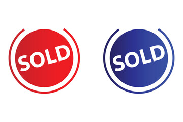 sold stamp, tag, badge icon on white background.