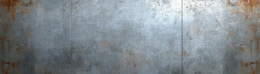 The heavily textured gray metal background with subtle rust patterns makes for a striking, industrial, and weathered visual element showing age and decay perfectly.